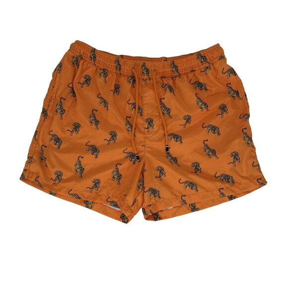 Jack and Jones Swim Shorts Men's Flame Orange Tiger Motif - Size Large - Picture 3 of 11